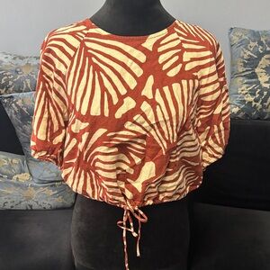 Banana Republic Factory Burnt Sienna and Cream Crop Top